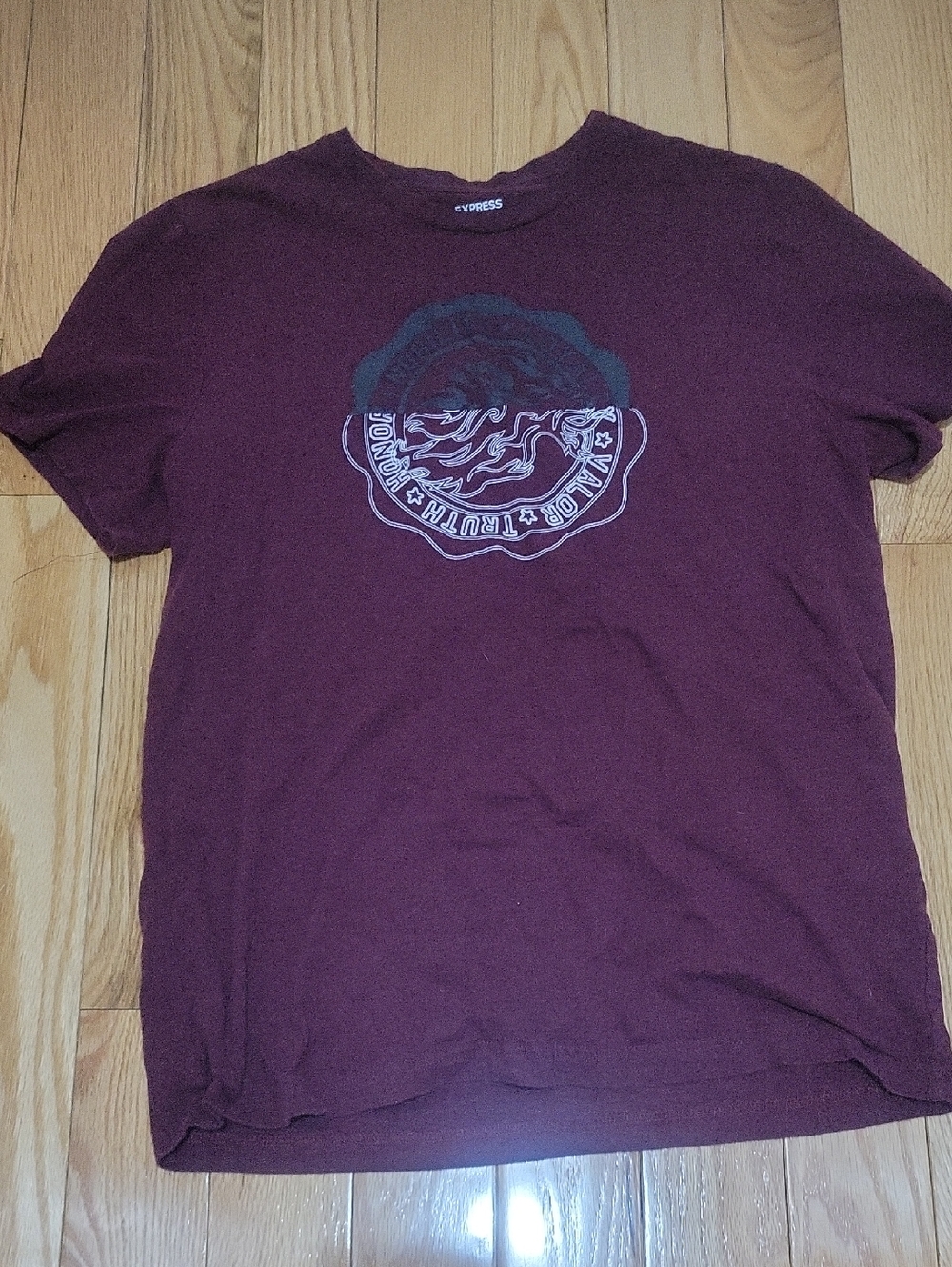 Express Men's Deep Burgundy Graphic Crewneck Tee